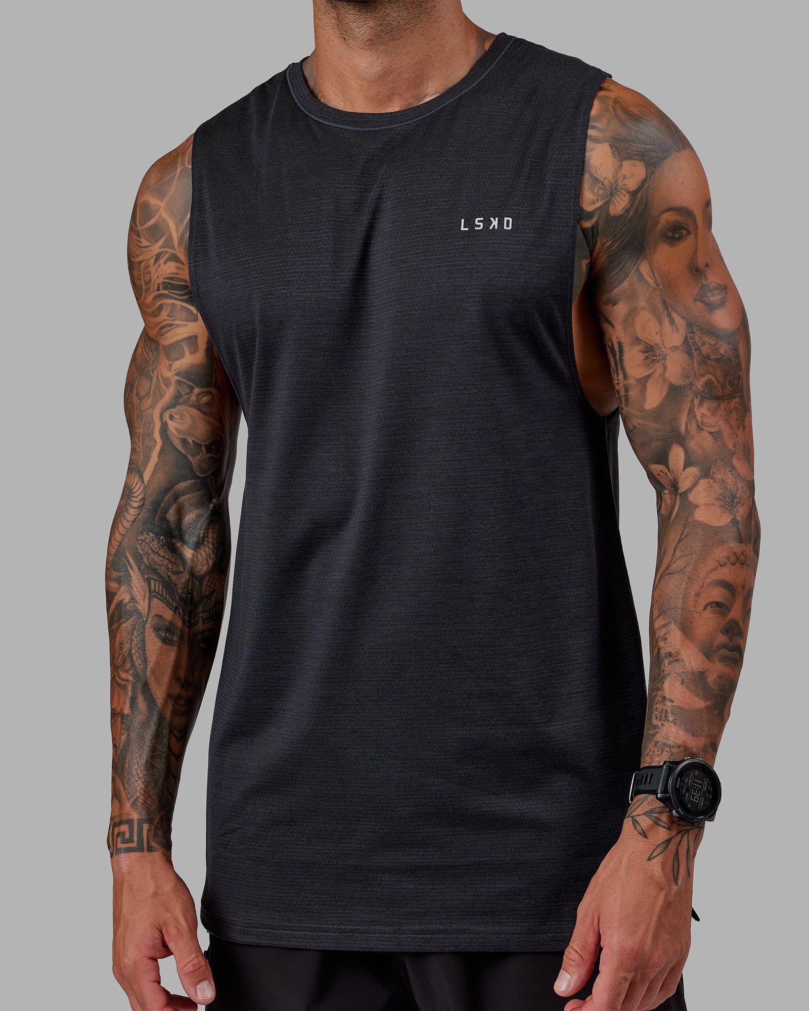 Mens Perform VapourFLX Muscle Tank - Light Grey Marl | LSKD