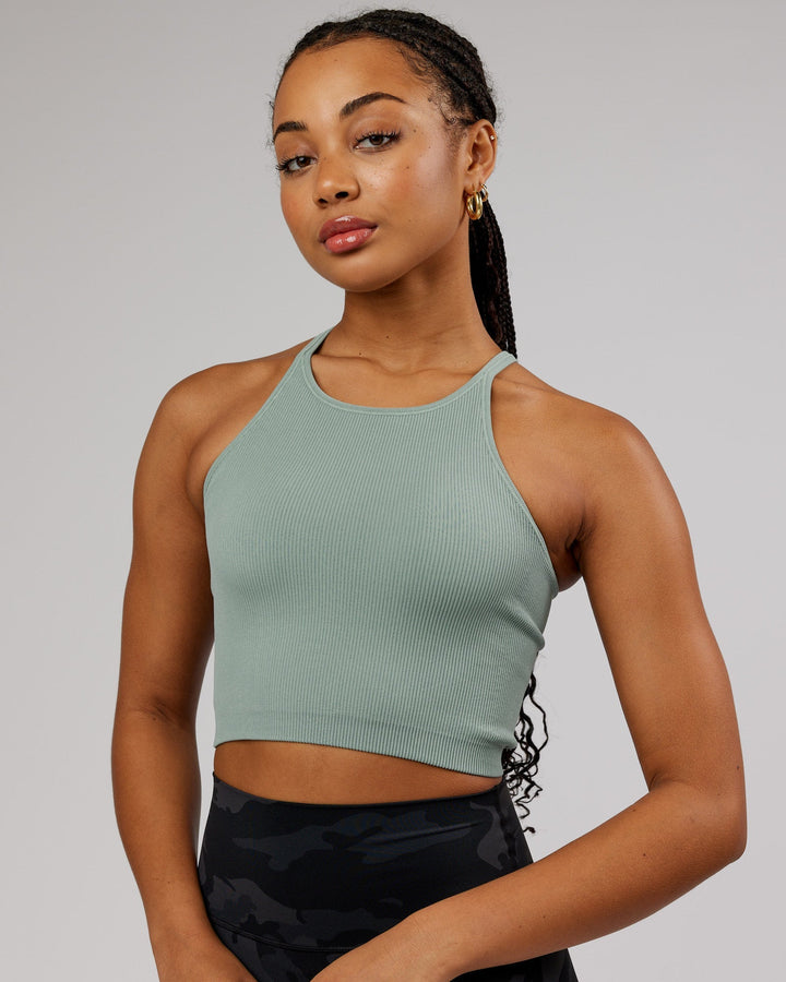 Minimal Seamless Crop Ribbed Tank - Frost