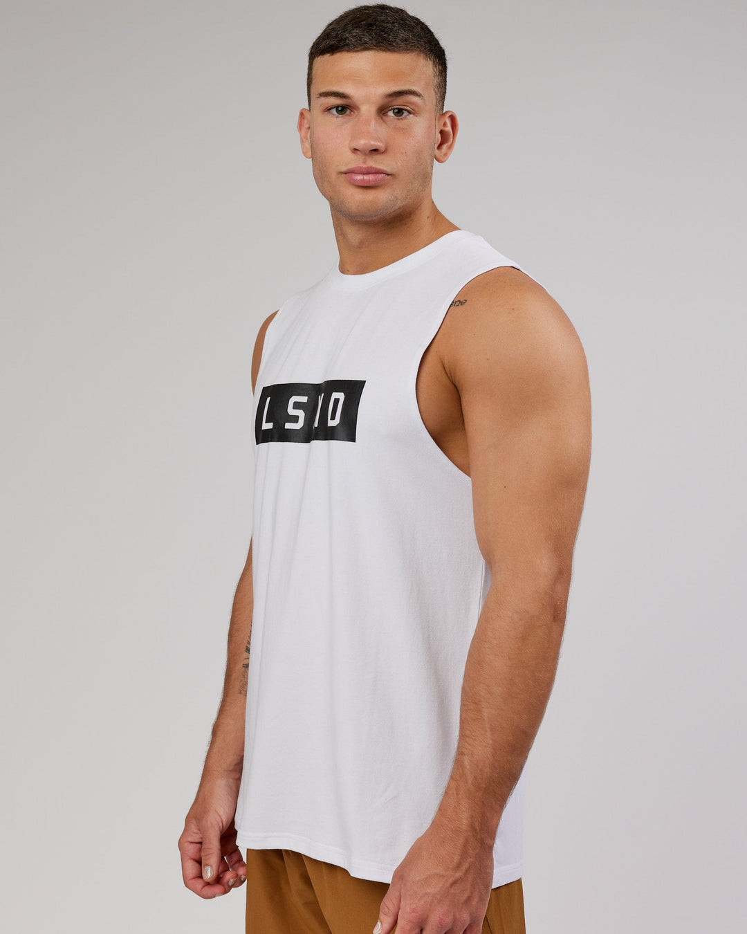 Strength FLXCotton Training Fit Tank - White-Black