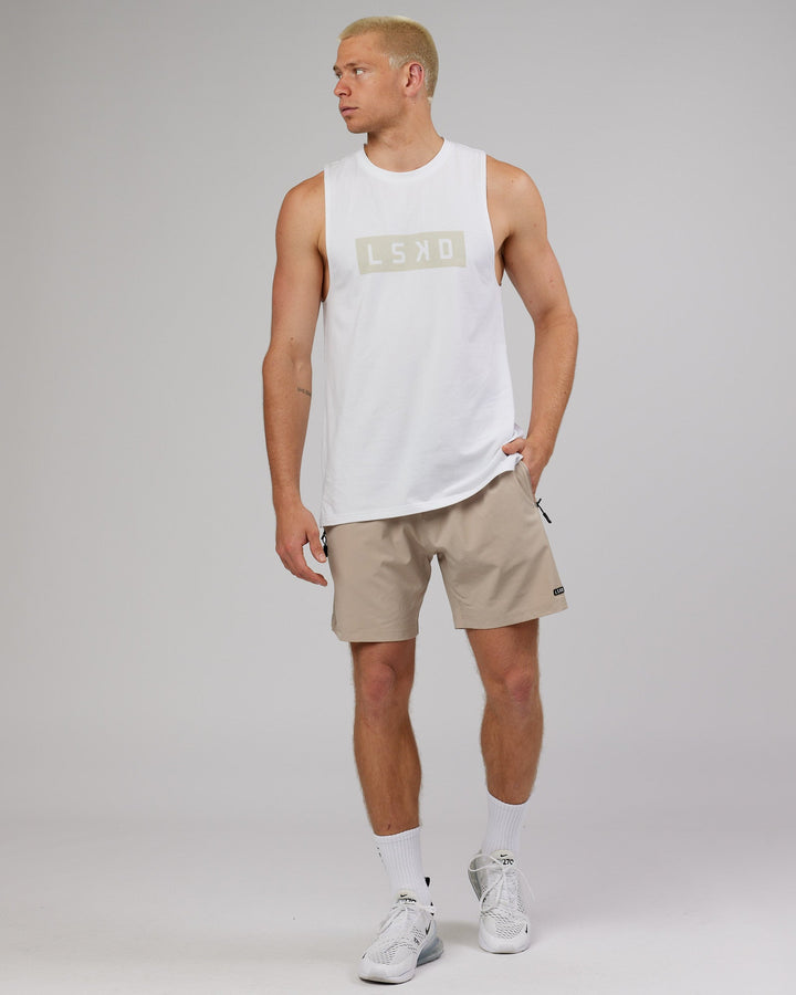 Strength FLXDRY Training Fit Performance Tank - White-Taupe