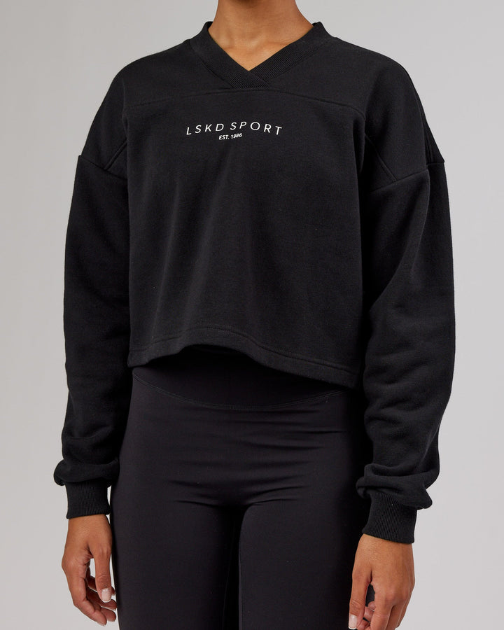 Woman wearing Touchdown Sweater - Black