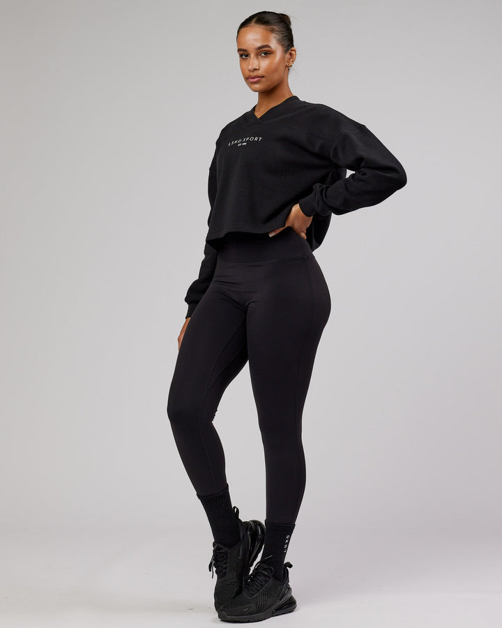 Woman wearing Touchdown Sweater - Black