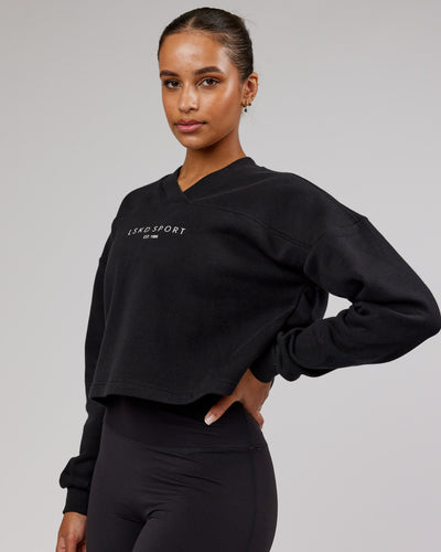 Woman wearing Touchdown Sweater - Black