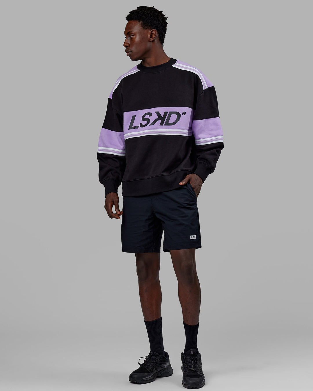 Unisex A-Team Sweater Oversize - Black-Pale Lilac