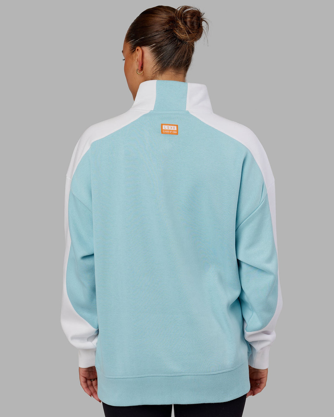 Unisex Alumni 1/4 Zip Sweater Oversize - Crystal Blue-Orange Peel