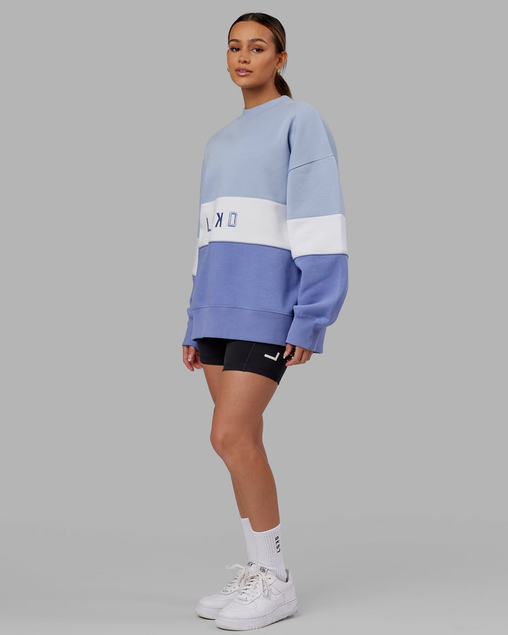 Unisex Extra Time Sweater Oversize - Cornflower Blue-White