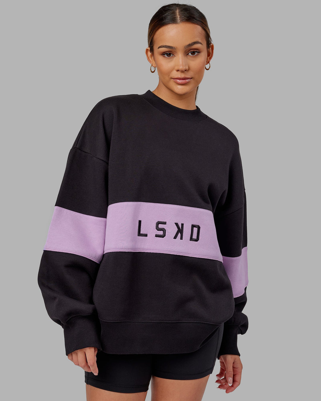 Unisex Extra Time Sweater Oversize - Black-Pale Lilac