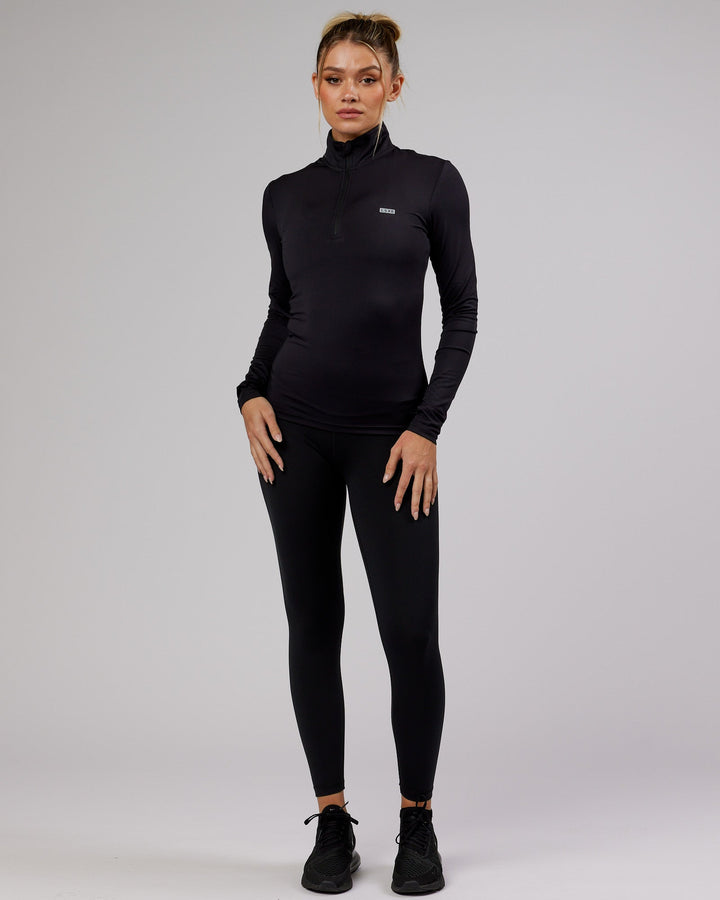 Streamlined 1/4 Zip Active LS Top - Black